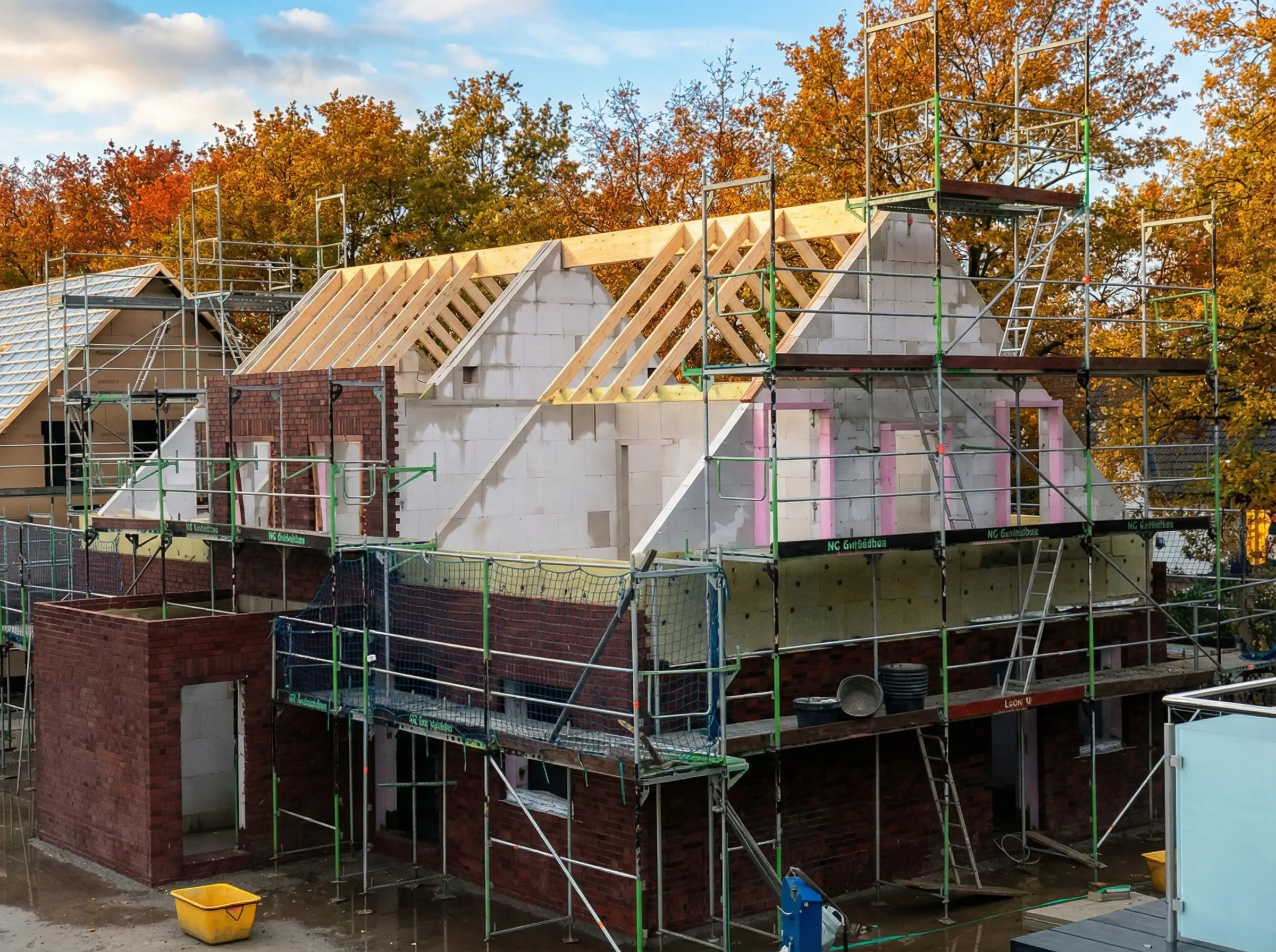 Neubau Doppelhaus Holzrahmenbau